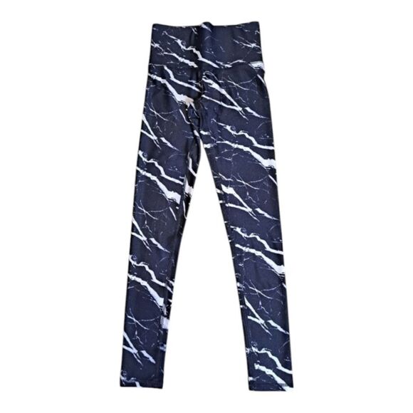 NWOT Terez Hi Shine Leggings $100 Onyx Black Marble Women Size XX Small Graphic - Picture 1 of 4
